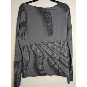 Sarah Pacini Women Medium 2 Gray Top Modal Stretch Quiet Luxury Lagenlook Art